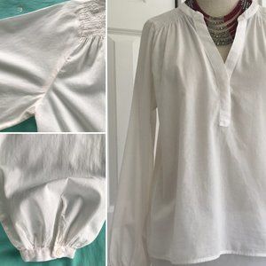 Banana Republic Sheer Peasant Blouse Long Sleeves 100% Cotton S Ivory  White EUC